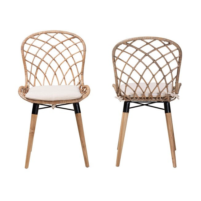 Sabelle Modern Bohemian Black Finished Rattan And Metal Dining Chair, , alternate image number 8