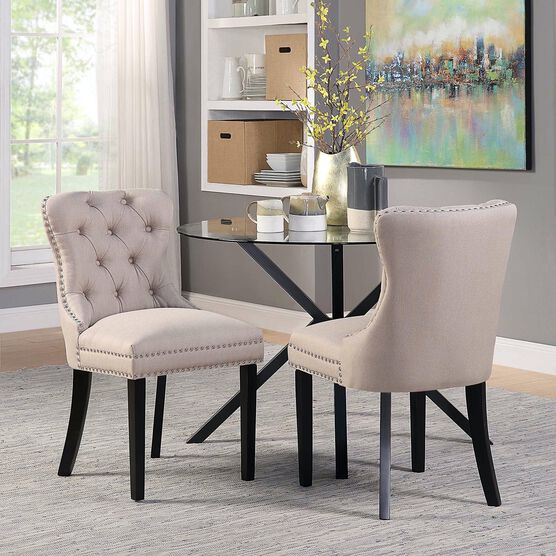 Princess Sand Velvet Accent Dining Chair, Set of 2, SAND BLACK, hi-res image number null