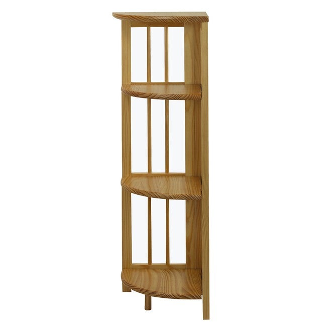 4-Shelf Corner Folding Bookcase-Natural, , on-hover image number 1