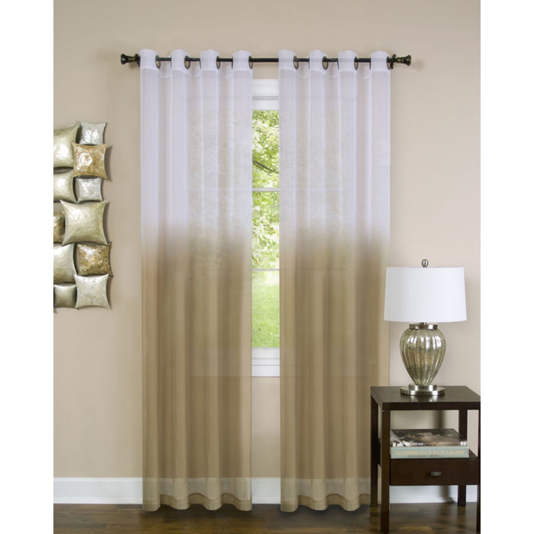 Essence Window Curtain Panel, TAN, hi-res image number 0