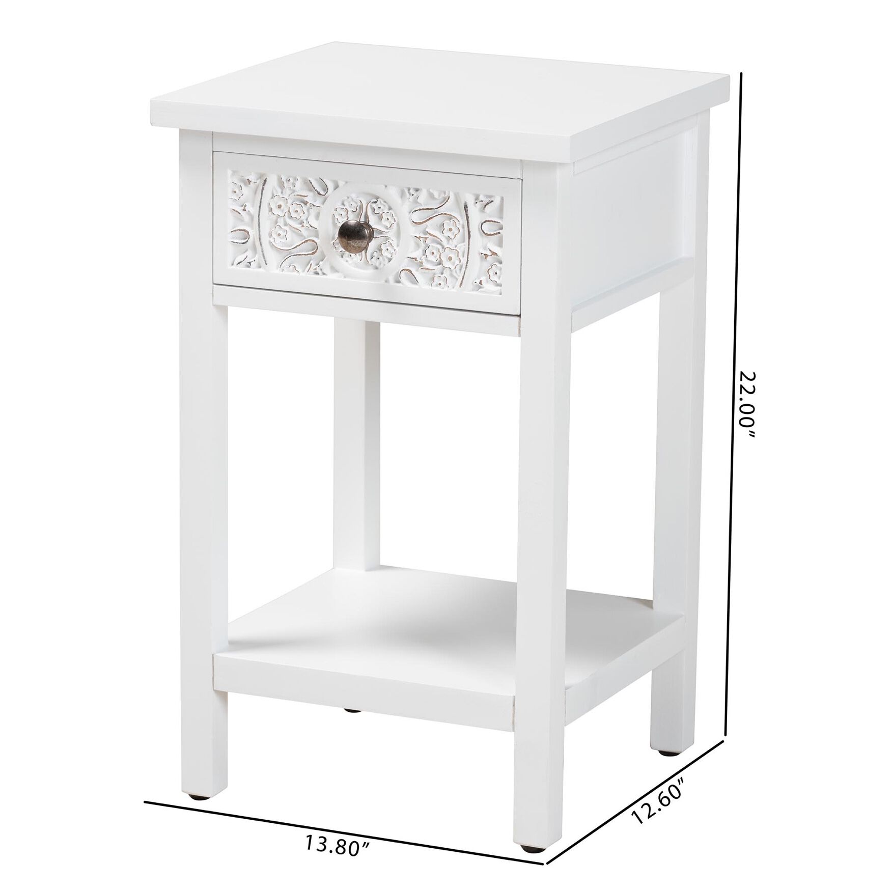 Yelena Classic And Traditional White Finished Wood 1-Drawer End Table, , alternate image number 9