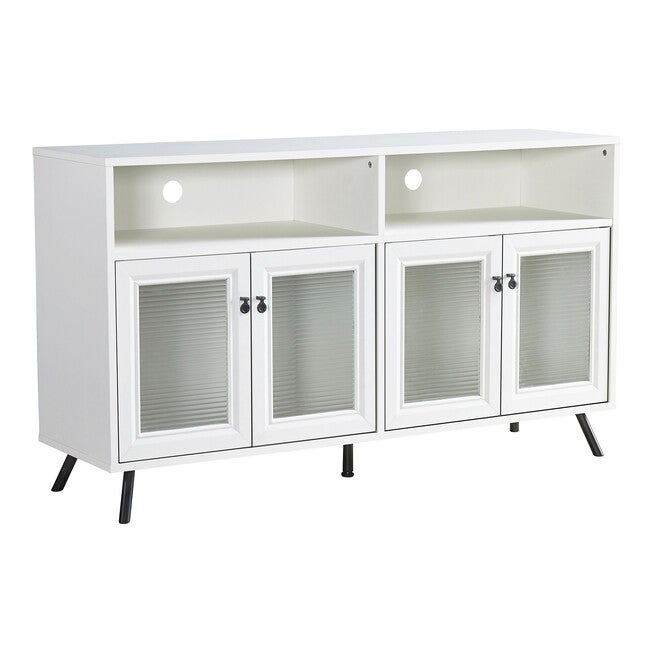 56-inch TV Stand with 4 Doors Accent Cabinet, WHITE, hi-res image number 0