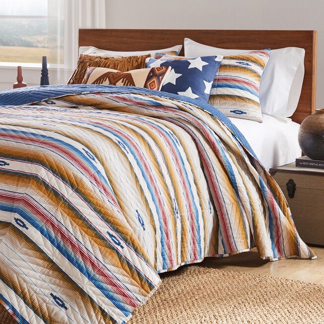 Painted Desert Rustic Boho Quilt Set, Sapphire, 3-Piece King, SAPPHIRE, alternate image number 2