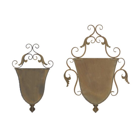 Set Of 2 Brown Metal Traditional Planter, , alternate image number null