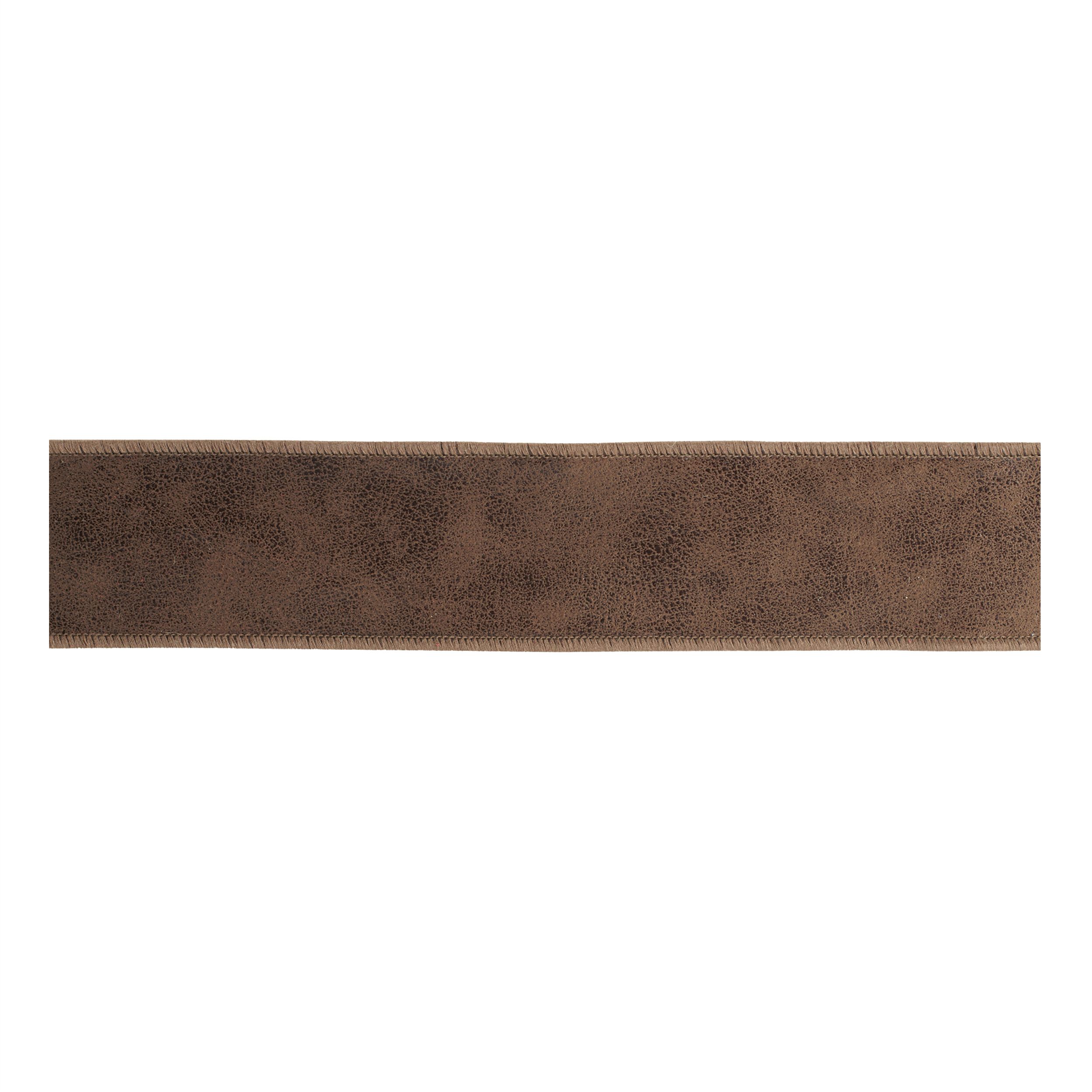 Distressed Faux Leather Wired Ribbon 2.5 inches x 5 Yds., BROWN, hi-res image number 0