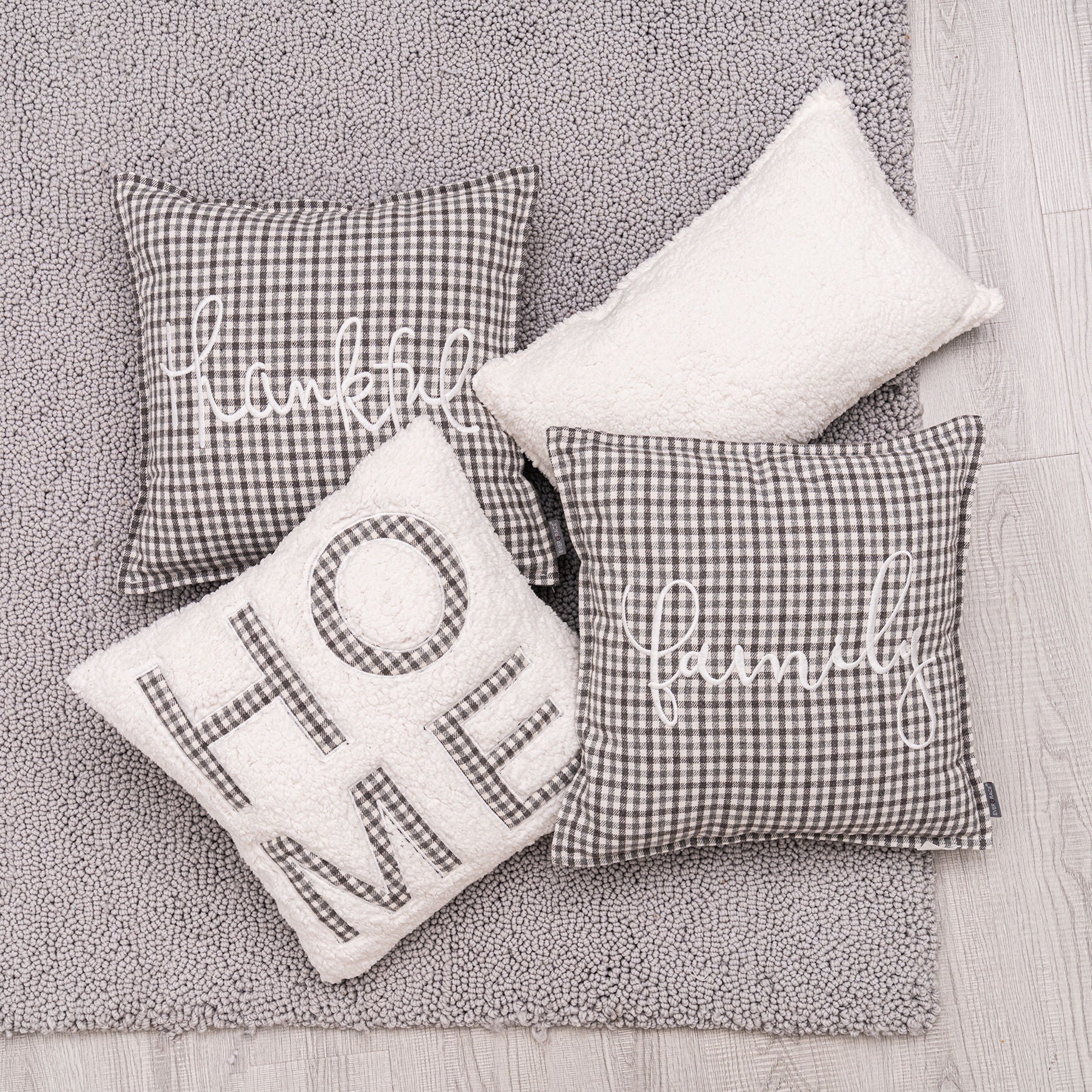Brenner Plaid Thankful Sentiment Square Pillow, , alternate image number 6