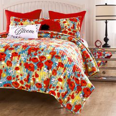 Poppies Modern Boho Floral Finely Stitched Quilt Set