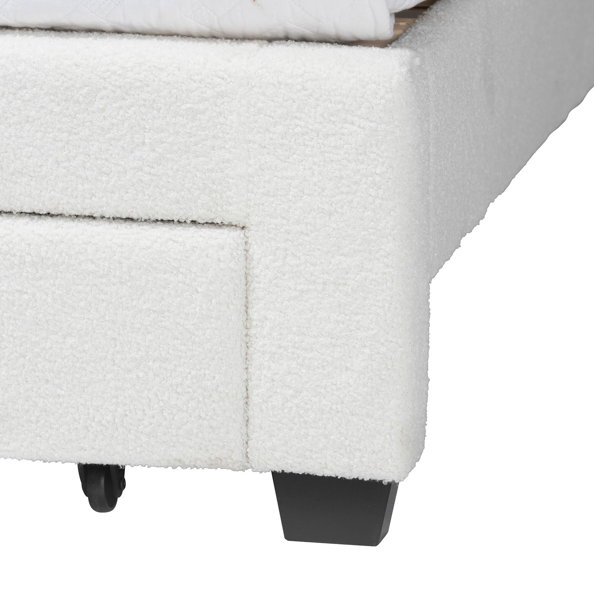 Caradonna Cream Teddy-Bear Fabric Bed with Storage, CREAM, alternate image number 6