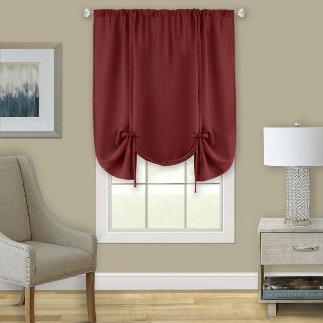 Darcy Window Curtain Tie Up Shade - 58x63, MARSALA, hi-res image number 0