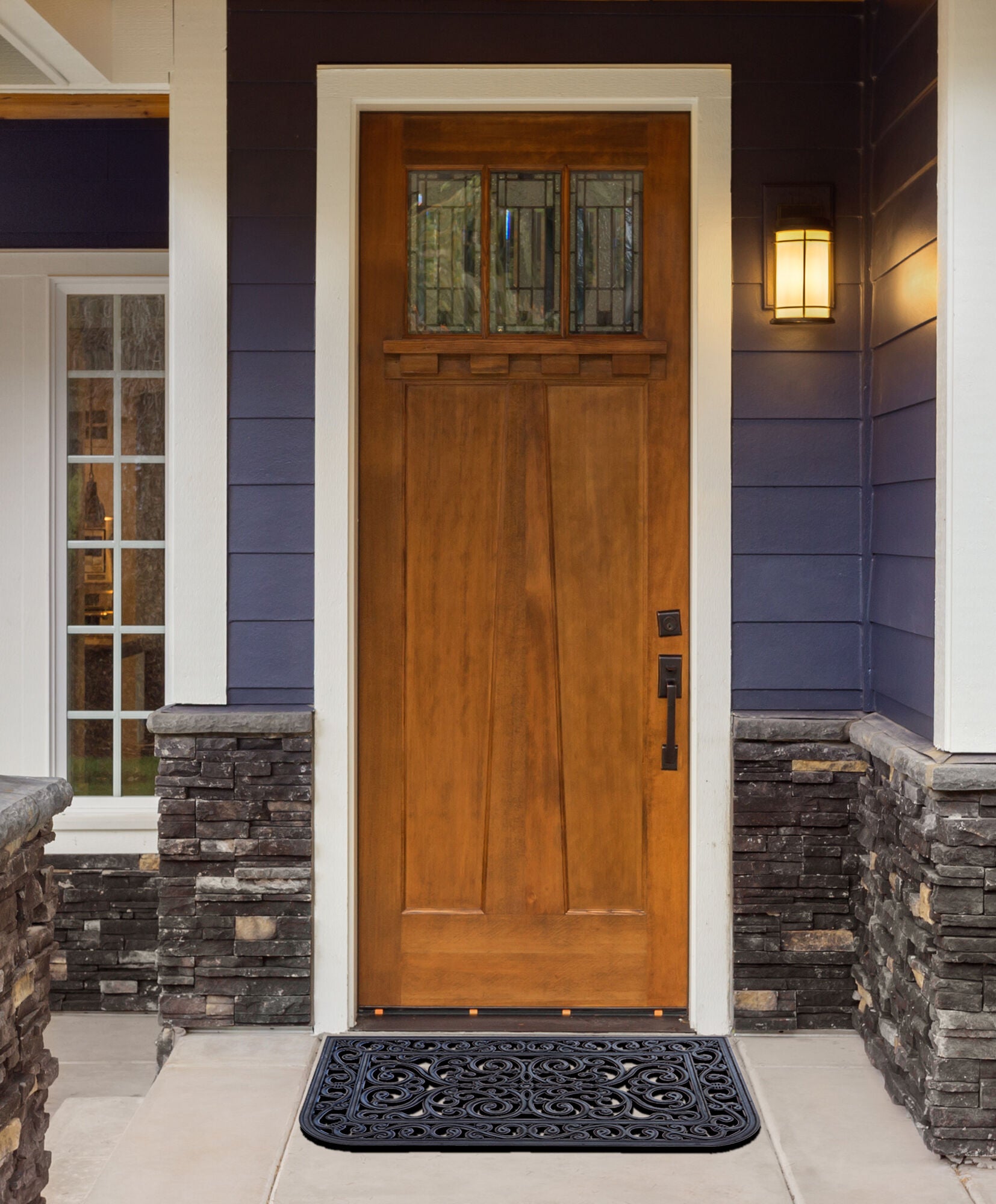 Wrought Iron Rubber Entrance Mat 18x30 - Tuscany, TUSCANY BLACK, hi-res image number 0