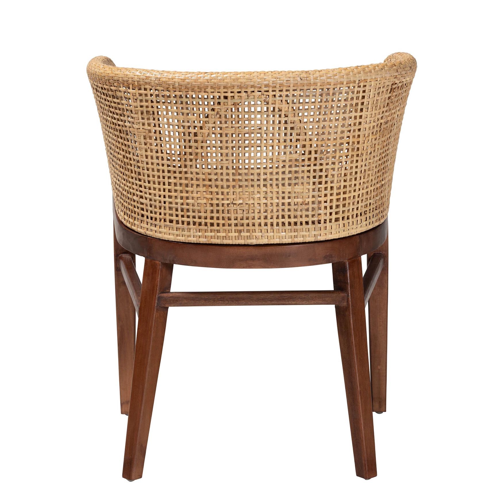 Papua Modern Bohemian Natural Rattan and Walnut Brown Acacia Wood Dining Chair, , alternate image number 9