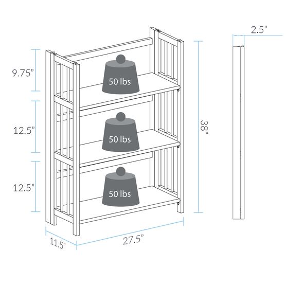 3-Shelf Folding Stackable Bookcase 27.5" Wide-Mahogany, , alternate image number null