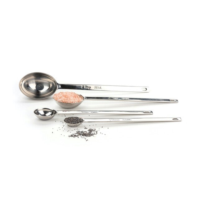 Long Handle Stainless Steel Measuring Spoon, Set 4, , alternate image number null