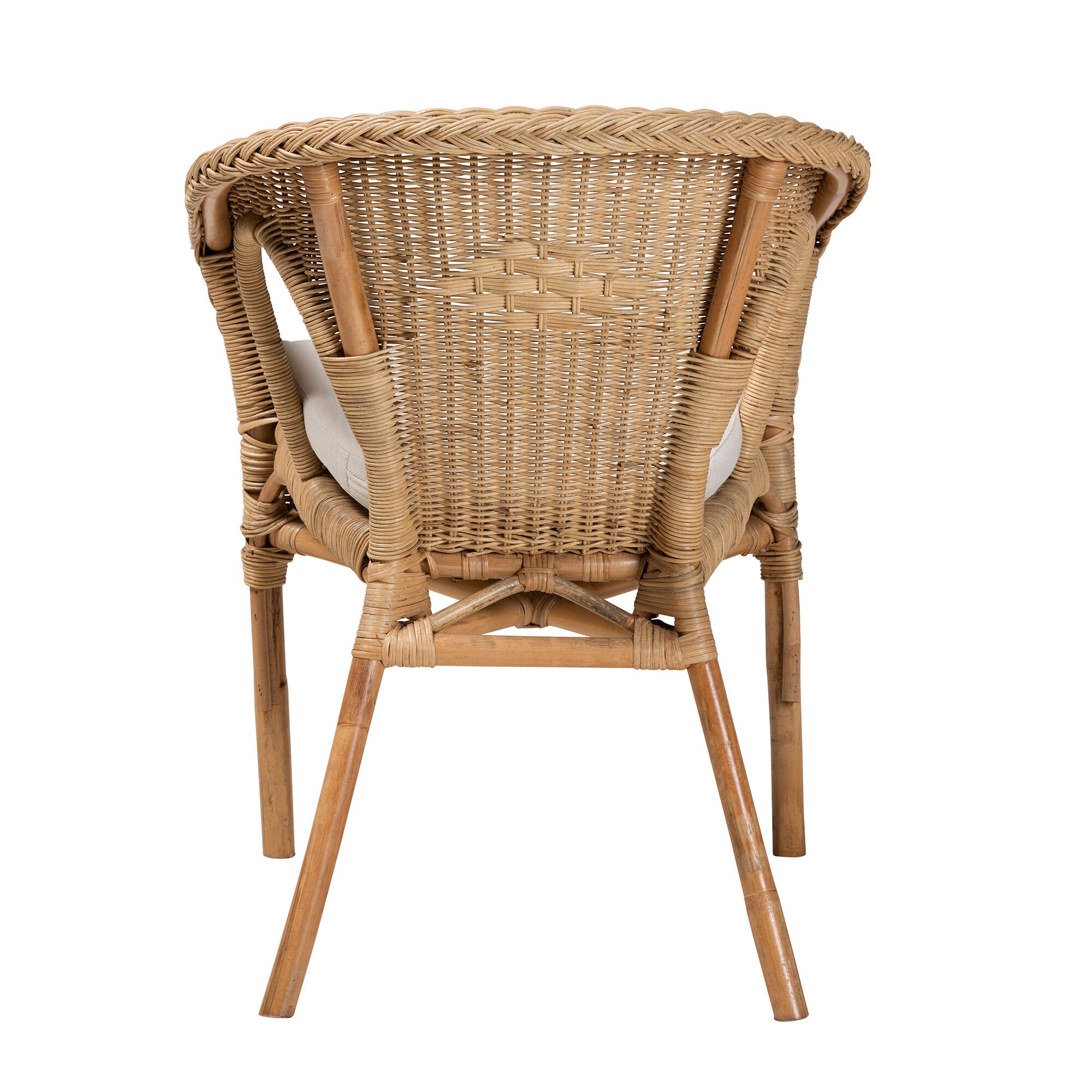 Abbey Modern Bohemian Natural Brown Antique Rattan Dining Chair, BROWN, alternate image number 4