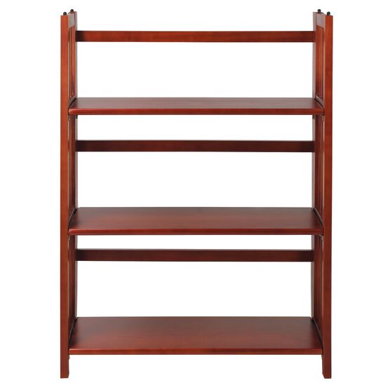 3-Shelf Folding Stackable Bookcase 27.5" Wide-Mahogany, WHITE, hi-res image number null