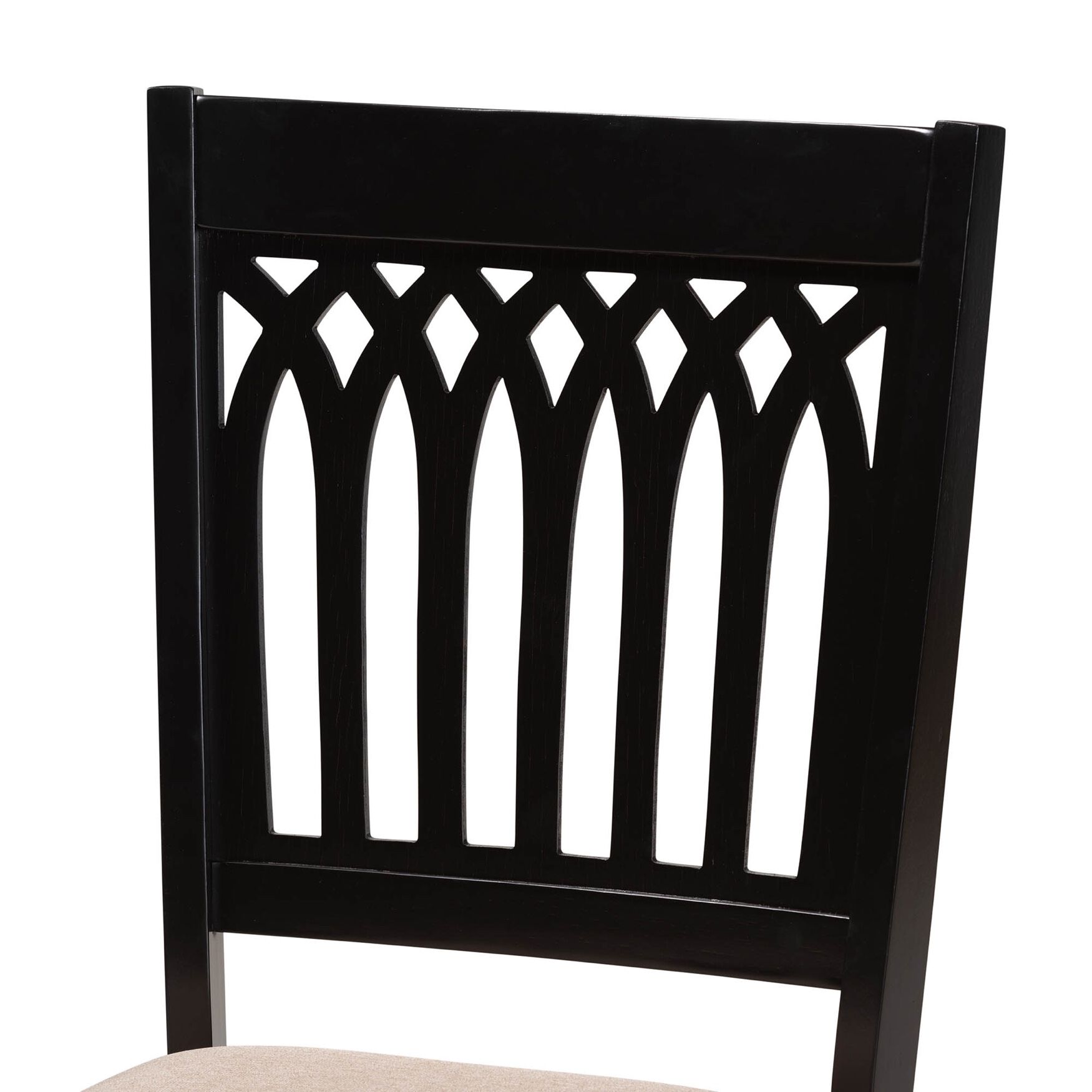 Genesis Modern Beige Fabric And Dark Brown Finished Wood 2-Piece Dining Chair Set, , alternate image number 3