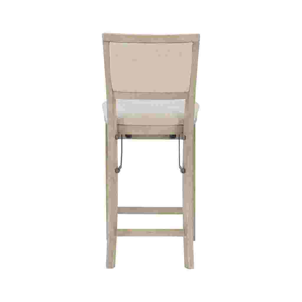 Back view of a grey wash folding counter stool