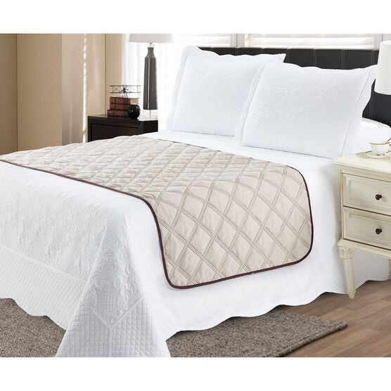 Solid Reversible Quilted Bed Runner Protector, , alternate image number null