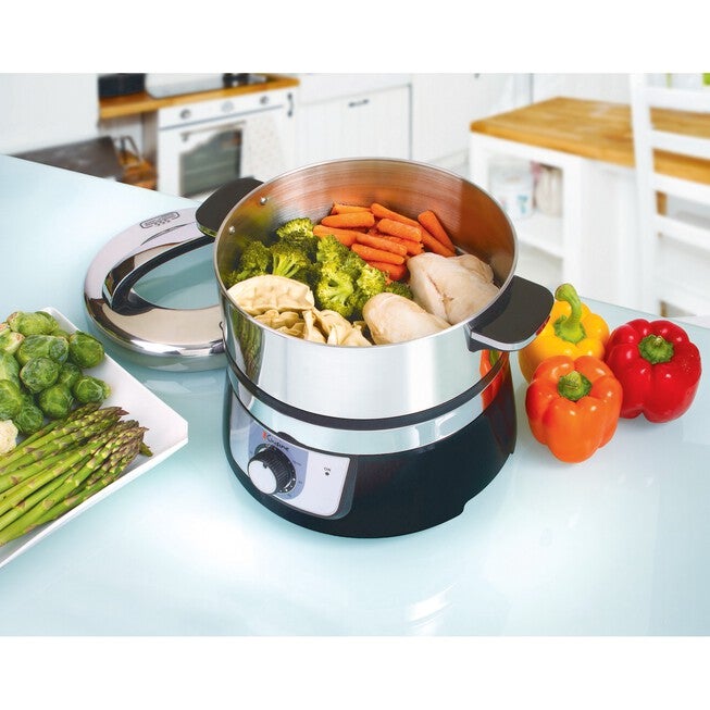 Euro Cuisine Stainless Steel Electric Food Steamer, , on-hover image number 1