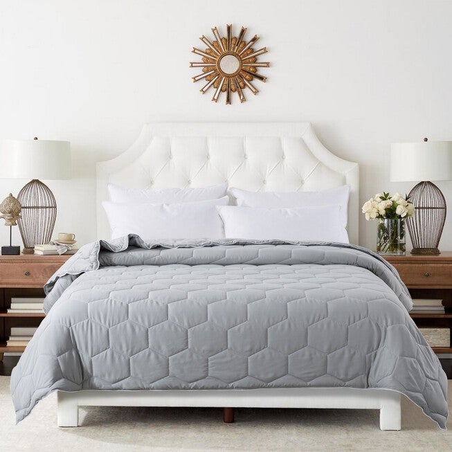 Honeycomb Down Alternative Blanket, Gray/ White, GRAY, hi-res image number 0