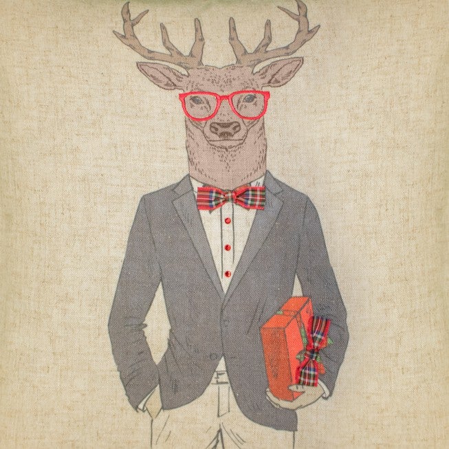 Holiday Christmas Plaid Reindeer Girlfriend Decorative Pillow , , alternate image number null