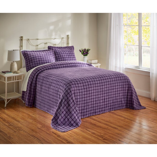 Samantha Chenille Bedspread, PURPLE, hi-res image number 0