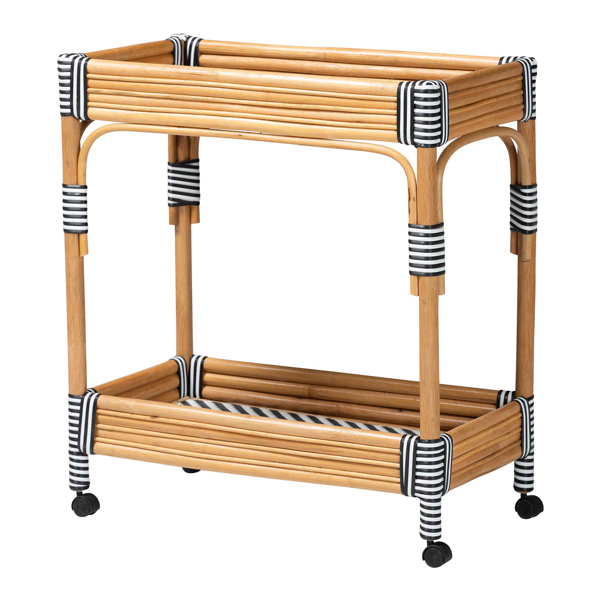 Carmine Natural Rattan Kitchen Cart, NATURAL, alternate image number 1