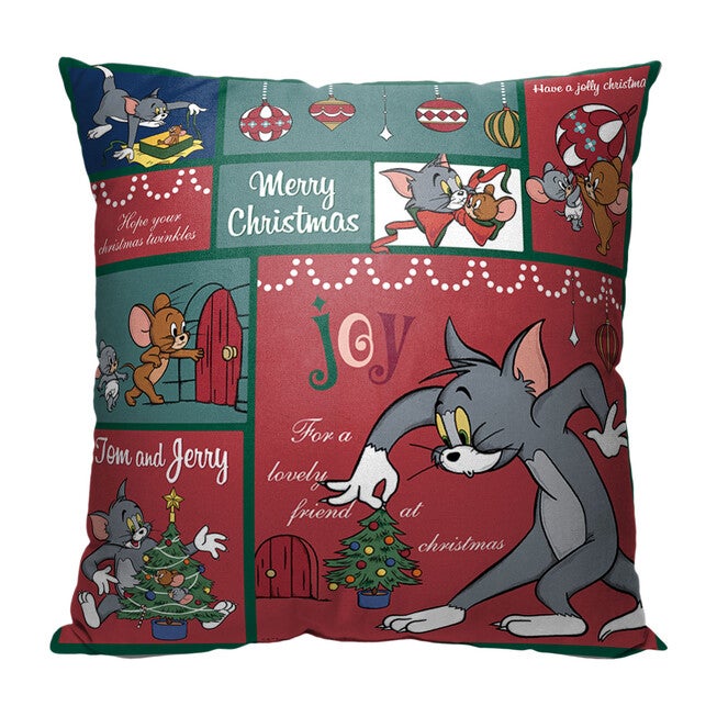 Wb Tom And Jerry Christmas Compilation 18X18 Printed Throw Pillow, , on-hover image number 1