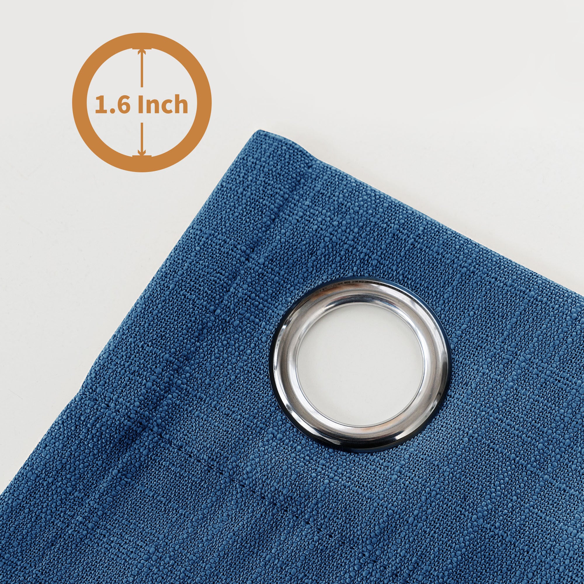 Slub Linen Texture Privacy and Light Filtering Grommet Pair, NAVY BLUE, alternate image number 2