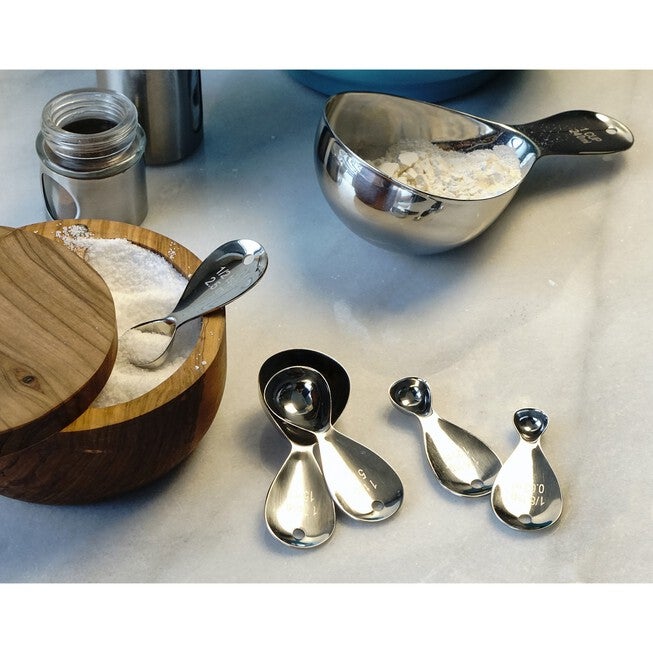 Teardrop Stainless Steel Measuring Spoon, Set 5, , alternate image number null