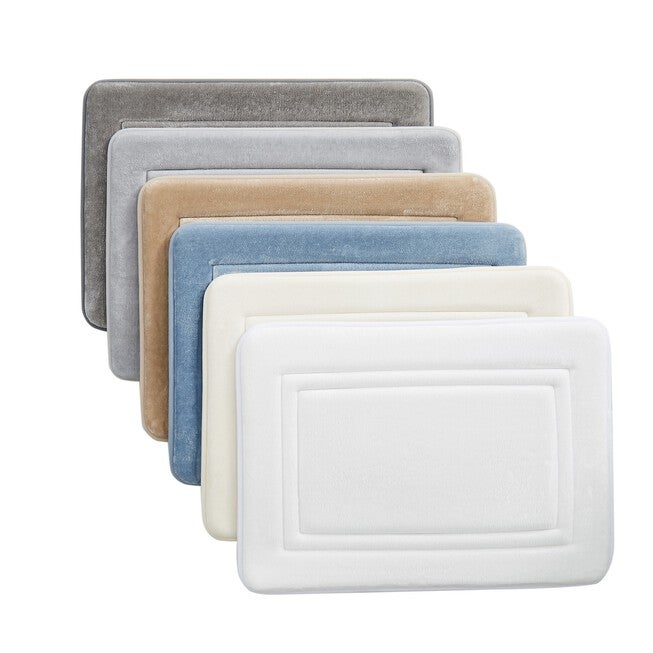 Heiq Antimicrobial Memory Foam Set Of 2 17X24 Bath Rug In Blue, , on-hover image number null