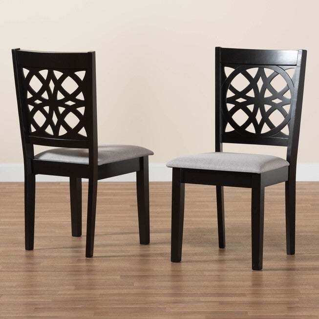Abigail Modern Beige Fabric And Dark Brown Finished Wood 2-Piece Dining Chair Set, , alternate image number null