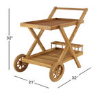 Brown Teak Wood Traditional Rolling Serving Cart, , alternate image number null
