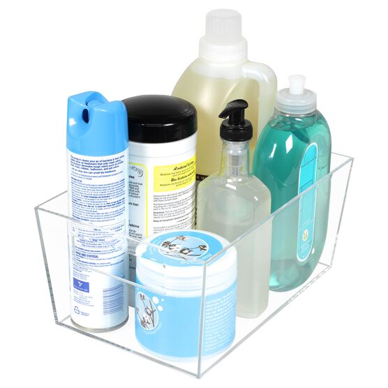Clearly Chic Stackable Totes Storage Bins With Built-In Handles, Good For Organizing Your Cosmetics. Large, Set Of 2, CLEAR, hi-res image number null