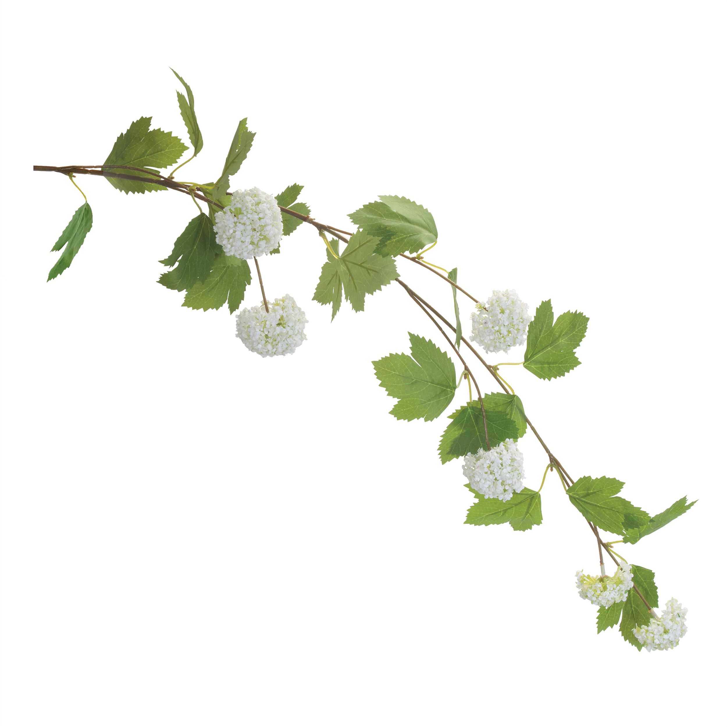 Hanging Snowball Floral Branch Set of 6, WHITE GREEN, hi-res image number 0