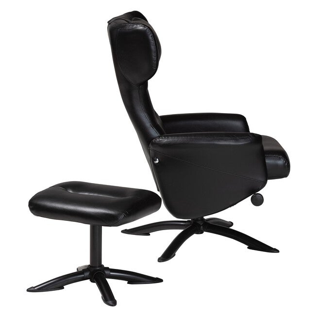 Elwood Modern Brown Faux Leather 2-Piece Lounge Chair and Footrest Set, BLACK, alternate image number 4