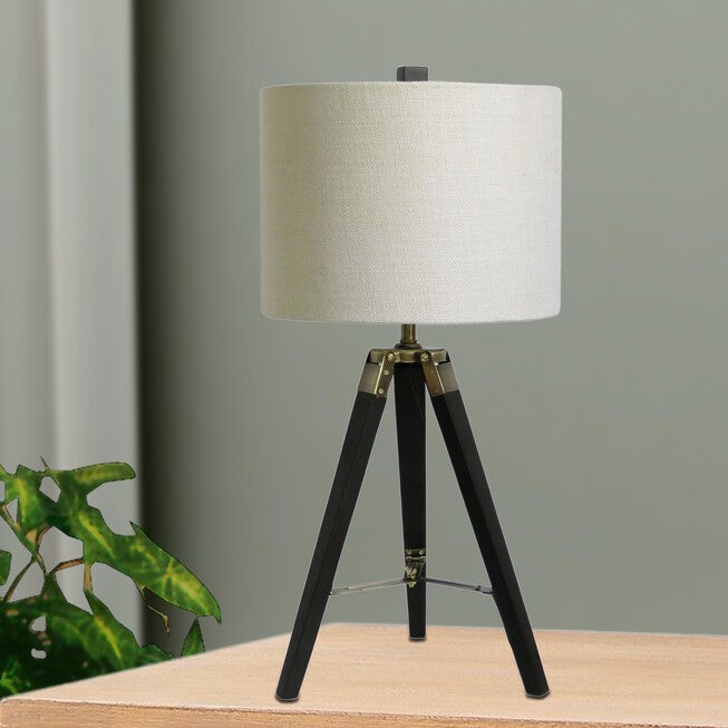28 inches Espresso Wood & Metal Table Lamp, ESPRESSO BRASS, hi-res image number 0