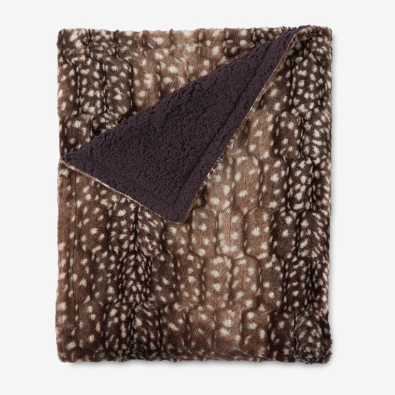 Faux Fur Animal Print Throw, DEER PRINT, hi-res image number null