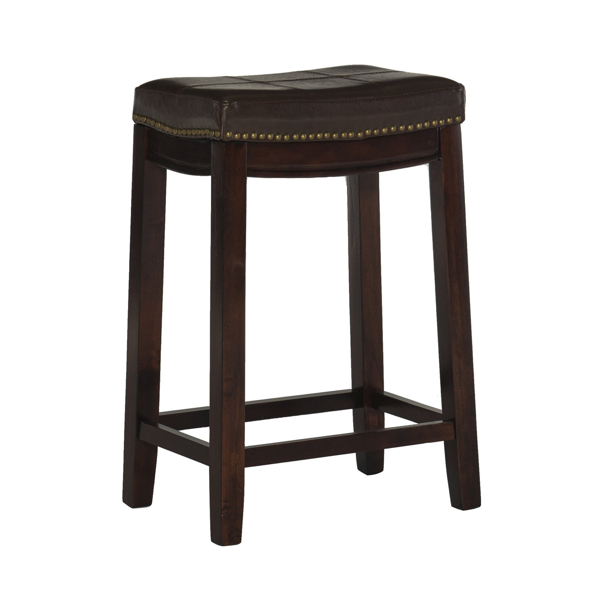 Crowell brown bar stool three-quarter view with cushioned top