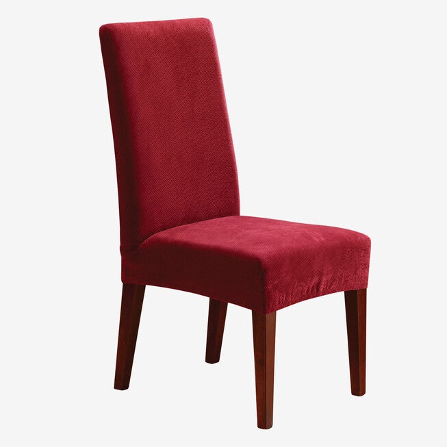 Stretch Pique Short Dining Room Chair Cover, GARNET, hi-res image number null
