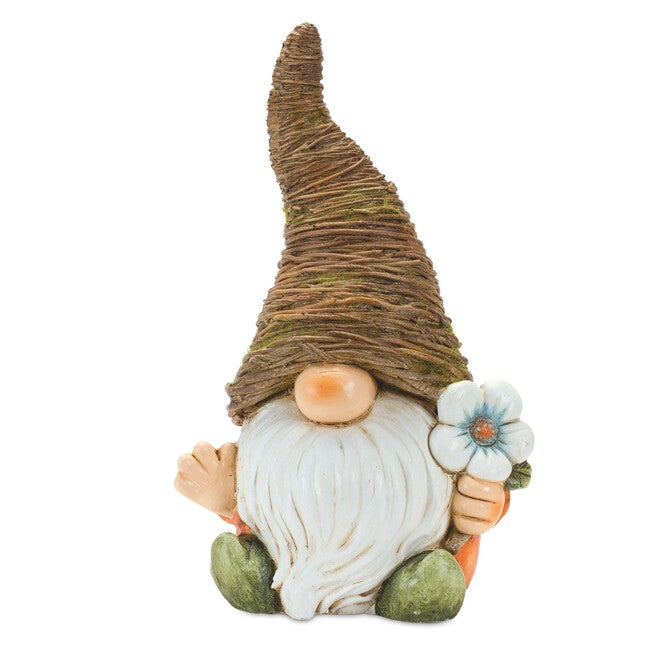 Distressed Garden Gnome Statue With Mushroom And Flower Accent (Set Of 2), , alternate image number 2