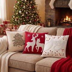 Embroidered Decorative Holiday Pillow 20" x 20"