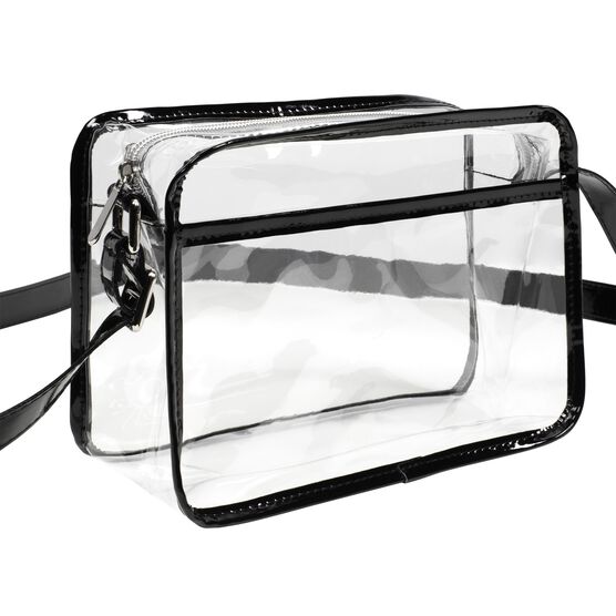 Crossbody Bag Purse With Pocket, Clear/Black, , alternate image number null