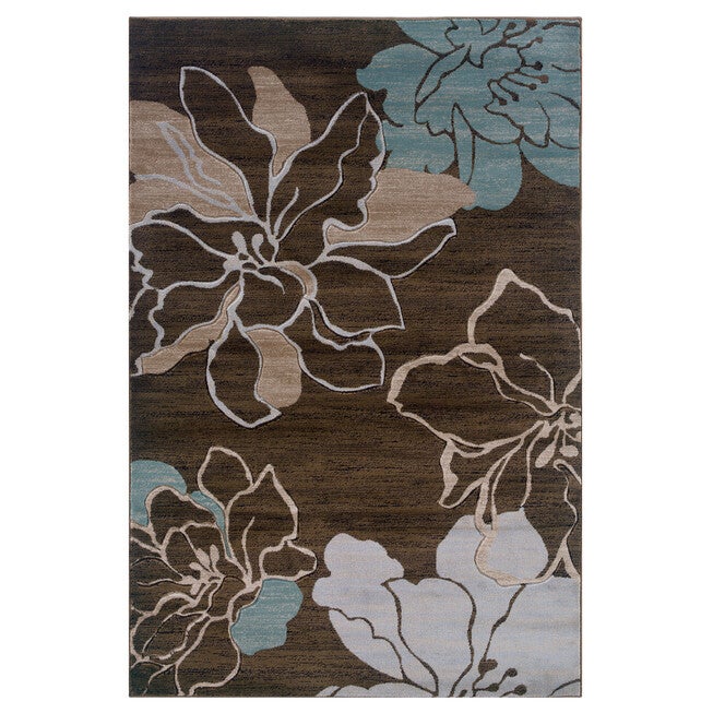 Milan Chocolate/Aqua 5'X8' Area Rug, BROWN, hi-res image number null