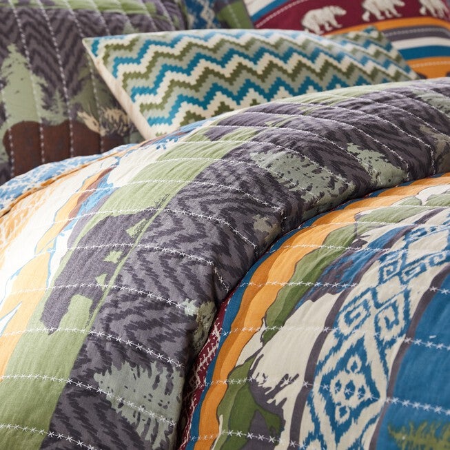 Black Bear Lodge Quilt And Decorative Pillow Set, , on-hover image number null