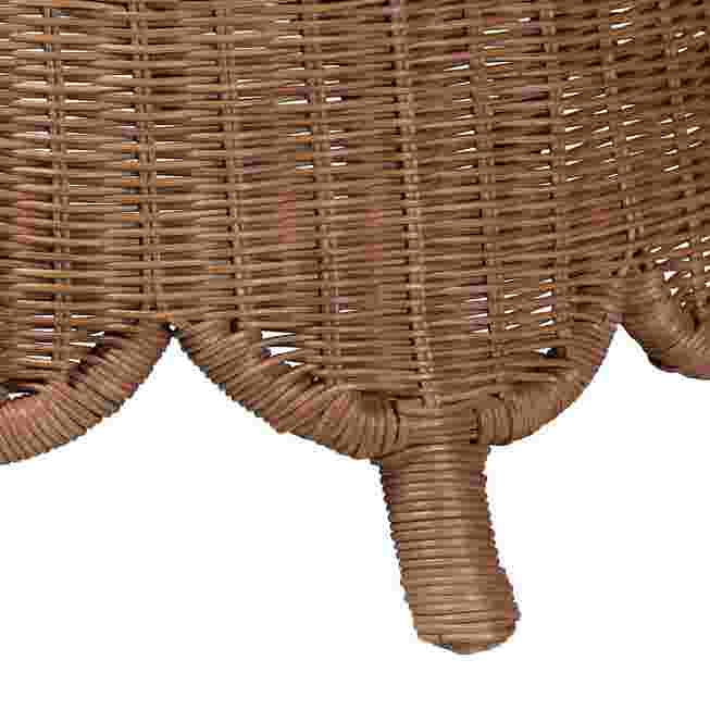 Close-up of rattan footstool leg and base