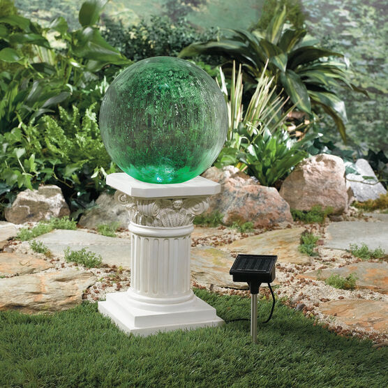 Color-Changing Crackle Glass Ball on Column, , alternate image number null