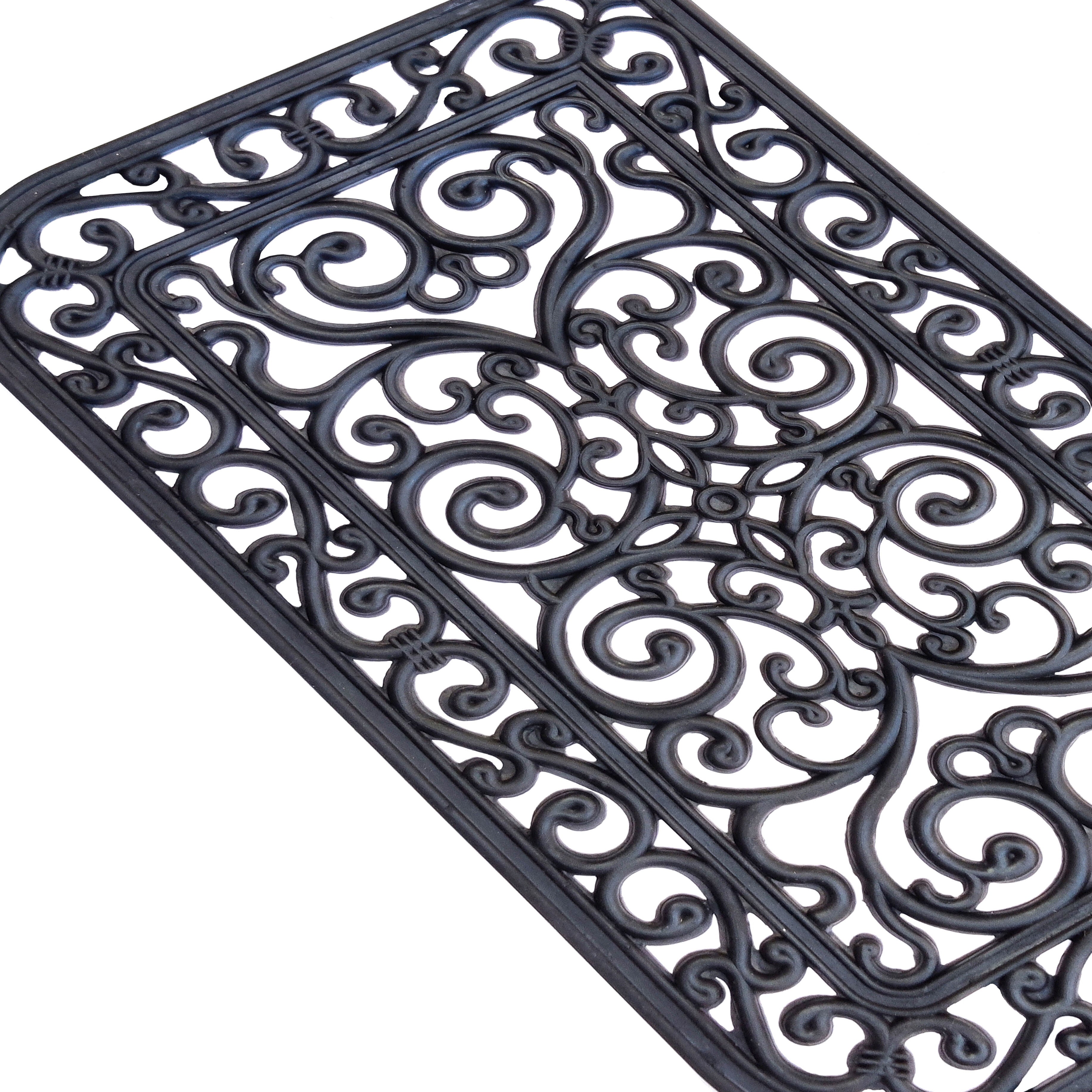 Wrought Iron Rubber Entrance Mat 18x30 - Tuscany, TUSCANY BLACK, alternate image number 2
