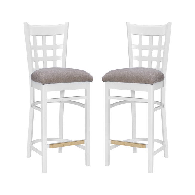 Lola Counter Stool White Upholstered Set of 2, , alternate image number null