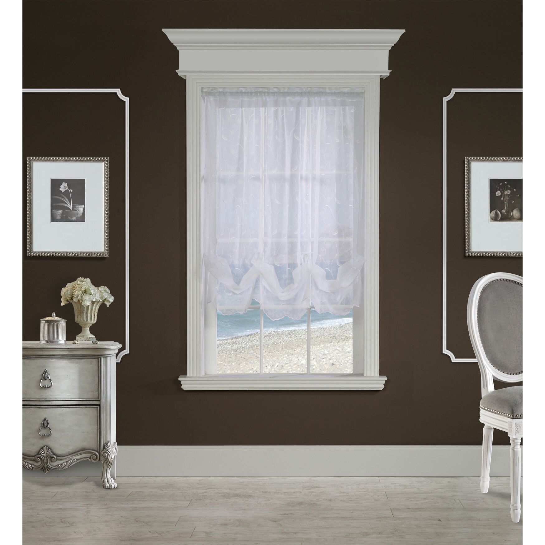 Hathaway Sheer Rod Pocket Curtain Panel, WHITE, hi-res image number 0